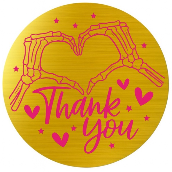 Skeleton Hands 💀❤️ Thank You Stickers – 100pcs - Picture 3 of 4